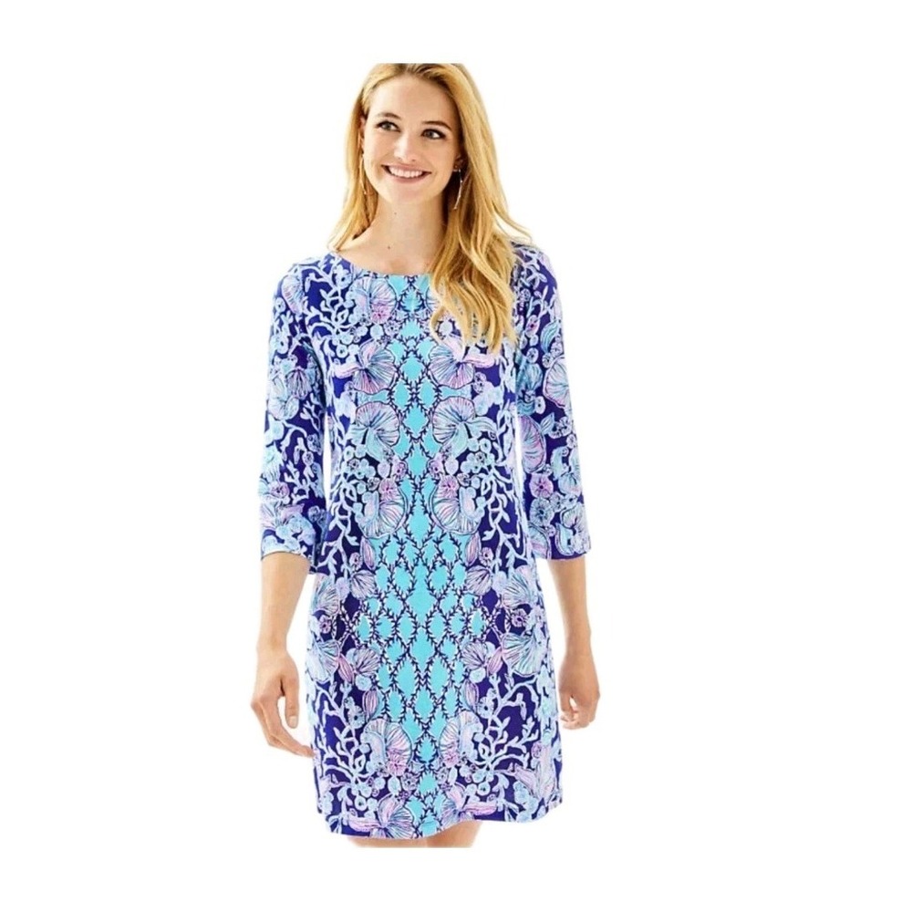 Lilly Pulitzer BAY DRESS Lapis Lazuli Your Biggest Fan NWT Size Medium Blue